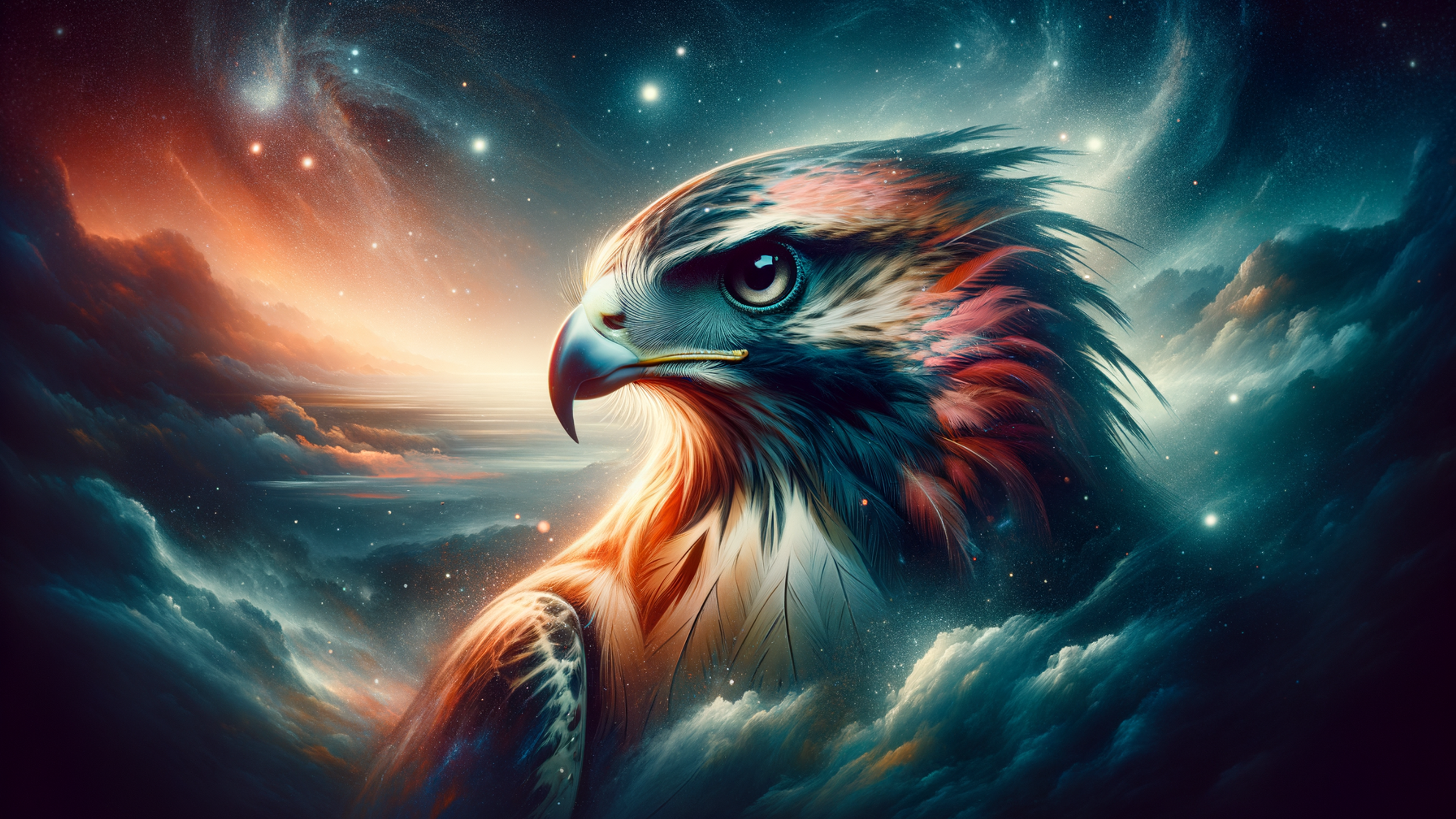 A mesmerizing tapestry unfurls upon your device, capturing the untamed spirit of nature in "Hawk Wallpaper." This aesthetic masterpiece drapes itself elegantly across your desktop screen, transforming even the simplest PC or Mac into a portal of avian majesty. With the hawk soaring majestically amidst a tapestry of swirling clouds and gilded sunlight, each feather is an artist’s brushstroke, whispering tales of freedom and boundless skies. Subtle hues of amber and twilight blue converge, creating a visual symphony that dances gracefully along the boundaries of shadow and light. Perfect for those seeking to infuse their digital realm with a moody yet invigorating ambiance, this wallpaper graces your desktop, bringing nature’s untamed beauty to your fingertips. For those with a deep appreciation for the elegant forces of nature, it is an ideal choice for your desktop background, elevating your everyday experience to one of refined splendor.
